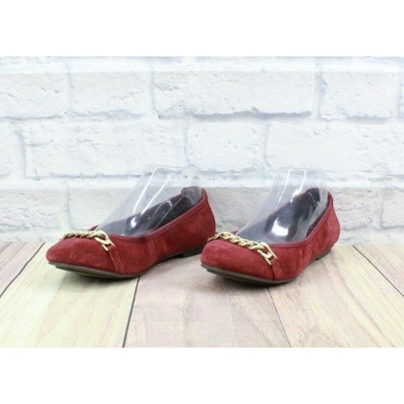 Vionic Shoes - Vionic Red Suede Gold Chain Spark Pera Embellished Ballet Flats 6 Wide